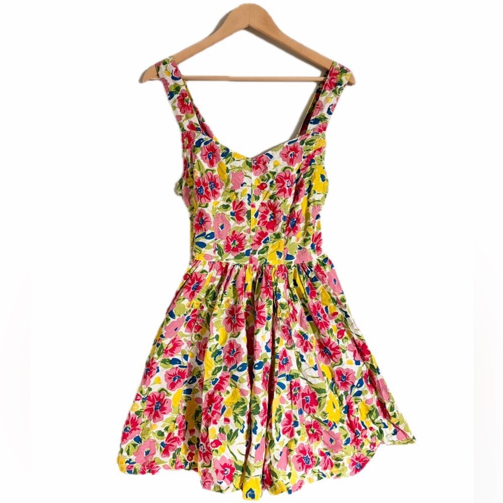 Vintage Floral Cottagecore Dress Fit & Flare Brass Plum Petite 90’s